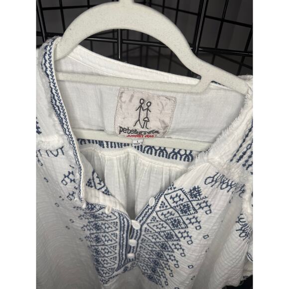 Johnny Was White and Blue Embroidered Blouse - Picture 3 of 6